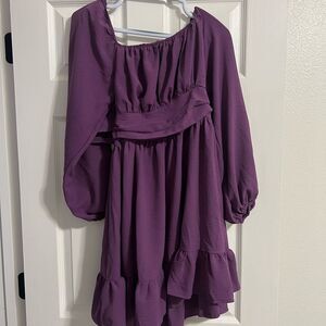 Dokotoo Womens Dress Long Lantern Sleeve Tie Backless Ruffle Elastic Waist ALine